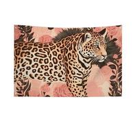 Bandiera leopardata a righe 119,4 x 177,8 cm, non sbiadisce, bandiera di benvenuto da giardino, cortile, casa, cartello decorativo per interni ed esterni, striscione per feste e decorazioni per la