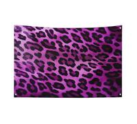 Bandiera leopardata viola 119,4 x 177,8 cm No Fade Bandiera di benvenuto Bandiera da giardino Yard Bandiere decorative Garden Yard Sign Indoor Outdoor Banner Party Home Decor