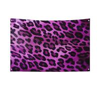Bandiera leopardata viola 152,4 x 243,8 cm No Fade bandiera di benvenuto giardino cortile casa bandiere decorative giardino cortile cartello interno esterno banner festa decorazione casa