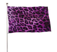 Bandiera leopardata viola 152,4 x 243,8 cm, stampa su entrambi i lati, bandiera decorativa da giardino, non sbiadisce, con occhielli in ottone da appendere, sfondo fotografico per interni ed esterni