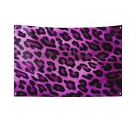 Bandiera leopardata viola 88,9 x 150 cm bandiera di benvenuto bandiera di benvenuto giardino cortile casa bandiere decorative giardino cortile cartello interno esterno banner festa decorazione casa