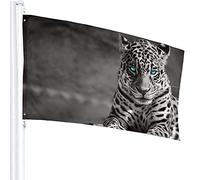 Bandiera Leopardo Con Occhi Azzurri 3x5 Ft Bandiere Da Esterno Bifacciale 100% Poliestere Resistente Con Foro Preimpostato Per Decorazioni Natalizie Giardino Ufficio Domestico