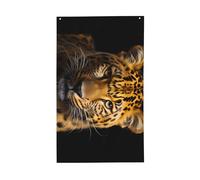 Bandiera leopardo dagli occhi profondi. Bandiera decorativa per esterni, 9 x 1,5 m, striscione verticale in poliestere