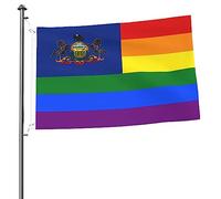 Bandiera Lgbt Arcobaleno Dell'Orgoglio Della Pennsylvania Bandiera Da Cortile Resistente Alle Intemperie Bandiere Da Giardino Divertente Bandiere Di Benvenuto Per Fattoria Patio 90X150 Cm