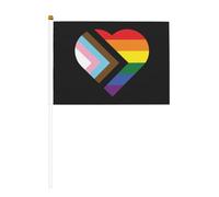 Bandiera LGBT arcobaleno e transgender Pride a forma di cuore, bandiera bifacciale da sventolare a mano, 5,5x8,2 pollici, bandiera portatile