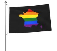 Bandiera LGBT, mappa della Francia, bandiere per esterni, 2x3 piedi, bandiera bifacciale resistente per casa, cortile, festival, decorazione da giardino, bandiera di benvenuto.