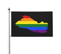 Bandiera LGBT Mappa di El Salvador Bandiere per esterni 3x5 piedi Bandiera bifacciale in poliestere resistente per casa, cortile, festival, decorazioni da giardino, bandiere di benvenuto