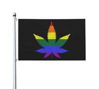 Bandiera LGBT Weed Leaf 3x5FT, bandiera da giardino per esterni con occhie