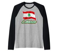 Bandiera libanese del Libano Patriottica Uomini Donne Bambini Maglia con Maniche Raglan