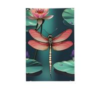 Bandiera libellula con ninfea dai colori vivaci 0,6 x 0,9 m per bandiere all'aperto striscioni con occhielli poliestere premium