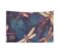 Bandiera libellula dipinta a mano 152,4 x 243,8 cm No Fade Bandiera di benvenuto Giardino Cortile Casa Bandiere Decorative Garden Yard Sign Indoor Outdoor Banner Party Home Decor