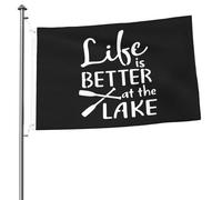 Bandiera Life Is Better At The Lake Bandiera Della Brezza Tessuto Da Esterno Prova Di Sbiadimento Striscione All'Aperto, Per Feste Estive, Feste Strada, Eventi, 90x150cm