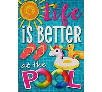 Bandiera Life Is Better At The Pool Summer Beach Swimming Bandiera Militare Colori Vivaci Tessuto Da Esterno Striscione All'Aperto, Per Giardino, Eventi, Feste Strada, 30x45cm