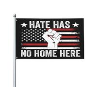 Bandiera "L'odio non ha posto qui" per la giustizia sociale e l'uguaglianza, 3x5 metri, stendardo da giardino, lato singolo.
