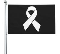 Bandiera luminosa con nastro bianco per la sensibilizzazione sul cancro ai polmoni, 3x5 piedi
