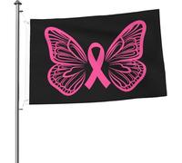 Bandiera luminosa da 2x3 piedi con nastro rosa e farfalla per la sensibilizzazione sul cancro al seno