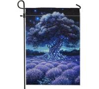 Bandiera luminosa da giardino con lavanda, motivo albero magico viola, decorazione per la casa, in poliestere su entrambi i lati, per la primavera e l'estate, 30,5 x 45,7 cm