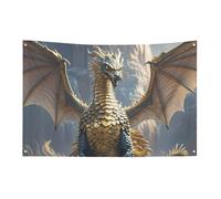 Bandiera luna viola drago con 4 occhielli, bandiere su un lato in poliestere resistente, striscioni resistenti alle intemperie per dormitori, feste, riprese, festival, decorazione 119,4 x 177,8 cm