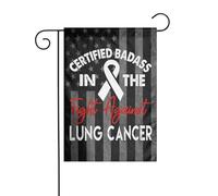 Bandiera Lung Cancer Awareness White Ribbon Fighting With Every Breath Stagione Bandiera Colori Vivaci Tessuto Da Esterno Striscione All'Aperto, Per Giardino, Eventi, Feste Estive, 30x45cm