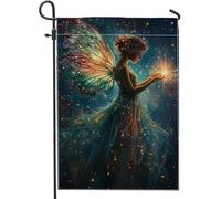 Bandiera magica del giardino delle fate striscione di decorazione di fantasia multicolore vibrante, tela da imballaggio a doppia faccia, decorazione del patio all'aperto per feste e celebrazioni, 12 x