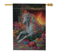 Bandiera magica per la casa dei cavalli, regali natalizi fantasiosi per camino, arcobaleno di Natale, in iuta su entrambi i lati, decorativa, per esterni, patio, cortile, prato, ingresso, balcone, 71