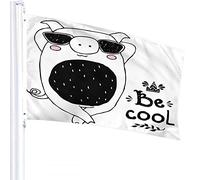 Bandiera Maiale 4x6 FT Simpatico Animale gy Pois Occhiali Da Sole Corona Foglia Parola Be Cool Bandiere All'aperto Grande Benvenuto Cortile Striscioni Casa Giardino Cortile Prato Decor