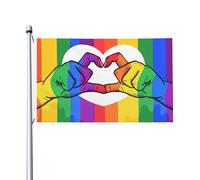 Bandiera Mani Arcobaleno Del Gay Pride Che Formano Un Cuore Occhielli In Metallo Garden Flag Colore Vivido Bandiere Pirata Per Eventi Parata Giardino 3X5Ft