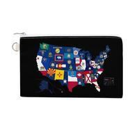 Bandiera Mappa degli Stati Uniti e Territori Personalizzati Tela Moneta Borsa Cambiare Portafoglio Borsa Piccolo Trucco Borse per Uomo Donna 19,1 X 11,7 cm, Stile:, Taglia unica, MHXYZHW