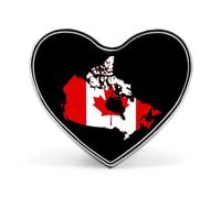 Bandiera Mappa del Canada Spilla a forma di cuore con bandiera, ciondolo da bavero, distintivo, gioielli e accessori per abbigliamento, uomo e donna