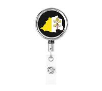 Bandiera Mappa della Città del Vaticano Bobina porta badge in metallo resistente, porta badge retrattile con clip da cintura per porta badge identificativo dipendente Insegnante