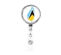 Bandiera Mappa di Santa Lucia Bobina porta badge in metallo resistente, porta badge retrattile con clip da cintura per portachiavi Impiegato Insegnante