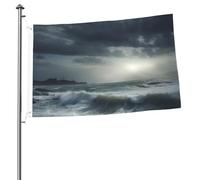 Bandiera marina tempestosa, 7,6 x 0,9 m, stampa su entrambi i lati, bandiere da giardino, bandiera da cortile per esterni, bandiere per vacanze, banner regalo con occhielli sfondo fotografico per
