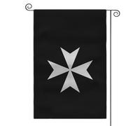 Bandiera medievale con stemma da giardino, 30,5 x 45,7 cm, double face, per esterni (cavalieri ospedalieri)