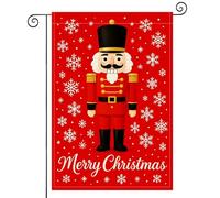 Bandiera Merry Christmas Nutcracker Soldier Red Snowflakes Striscione | Interni 30x45cm Multicolore bandiera di benvenuto Deluxe Striscione Interni Esterni
