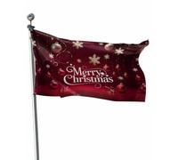 Bandiera Merry Christmas Retro Red Ball Xmas Snowflakes New Year Bandiera In Poliestere Prova Di Sbiadimento Rinforzata Striscione All'Aperto, Per Feste Estive, Eventi, Giardino, 90x150cm