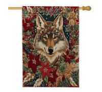 Bandiera Merry Christmas Wolf Aesthetic Animal Xmas Bandiere Classica Personalizzata Striscioni Di Bunting Per Parata Balcone Conferenza 70X102Cm
