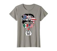 Bandiera Messicana Americana caffè Mamma Ragazza Sorella Zia Messico USA Bandiera Maglietta