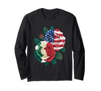 Bandiera Messicana Americana Rose Patriotic Floral Pride Donne Uomini Maglia a Manica