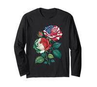 Bandiera Messicana Americana Rose Patriotic Floral Pride Donne Uomini Maglia a Manica