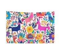 Bandiera messicana con animali Otomi 119,4 x 177,8 cm No Fade Bandiera di benvenuto Giardino Cortile Casa Bandiere Decorative Giardino Cortile Cartello Interno Esterno Banner Party Home Decor