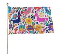 Bandiera messicana con animali Otomi, 152,4 x 243,8 cm, stampa su entrambi i lati, bandiera decorativa da giardino, non sbiadisce, con occhielli in ottone, sfondo fotografico da appendere per interni