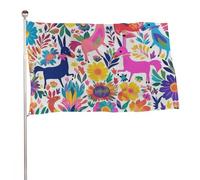 Bandiera messicana con animali Otomi, 61 x 88,9 cm, stampa su entrambi i lati, bandiera decorativa da giardino, non sbiadisce, con occhielli in ottone da appendere, sfondo fotografico per interni ed