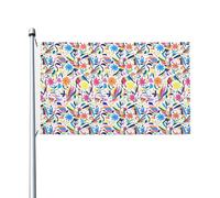 Bandiera messicana con stampa di animali Otomi per interni ed esterni, decorazione per la casa, primavera, estate, autunno, inverno, double face