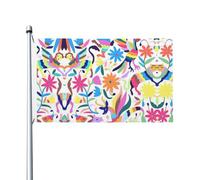 Bandiera messicana Otomi Animali All'aperto Quattro Stagioni Bandiera Bifacciale Vacanza Con Asola Sfondo Decorativo Forniture Per Il Partito