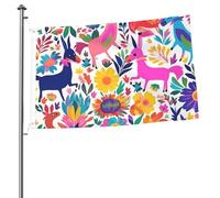 Bandiera messicana Otomi Animals 2x3 piedi per interni con occhielli, bandiera da giardino bifacciale, grande, cartello, bandiere da cortile, per esterni, decorazione da parete, poster da appendere.