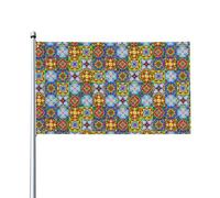Bandiera messicana Talavera Tiles Ceramic Folk Boho Vintage 3x5 Ft - Include 1 bandiera (asta inclusa) Balcone Patio