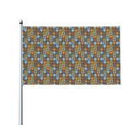 Bandiera messicana Talavera Tiles Ceramic Folk Boho Vintage 3x5 Ft - Include 1 bandiera (asta inclusa) Balcone Patio