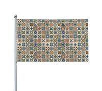 Bandiera messicana Talavera Tiles Ceramic Folk Boho Vintage 3x5 Ft - Include 1 bandiera (asta inclusa) Balcone Patio