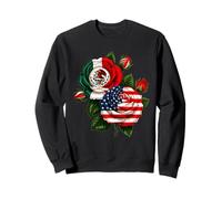 Bandiera Messico USA Orgoglio Bandiera Messicana Americana Rosa Fiore Felpa