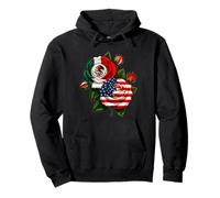 Bandiera Messico USA Orgoglio Bandiera Messicana Americana Rosa Fiore Felpa con Cappuccio